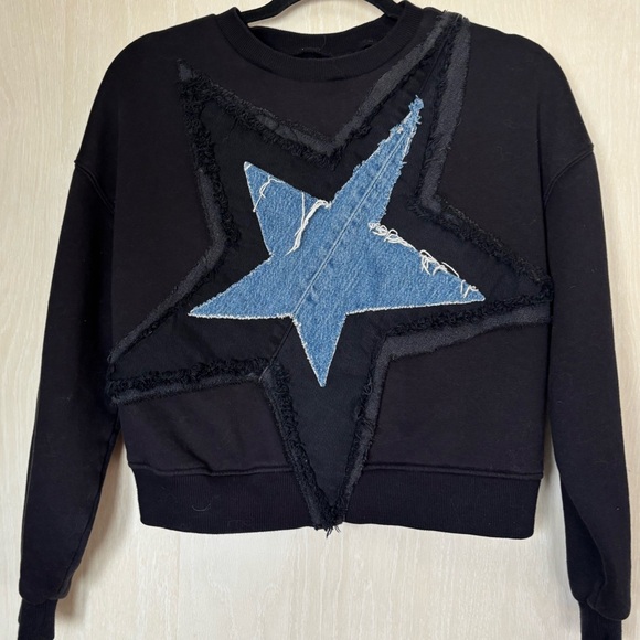 Upcycled Tops - POL brand inspired * HANDMADE UPCYCLED ONE-OF-A-KIND BLACK CROPPED SWEATSHIRT